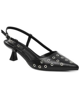 Nicole Miller Grommet Pointed Toe Slingback Pump - Black