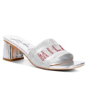 LONDON RAG Punstar Rhinestone Embellished Slide Sandal - White