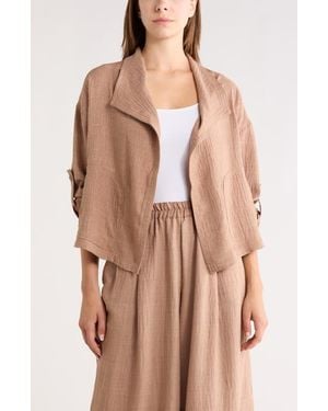Max Studio Textured Drape Jacket - Brown