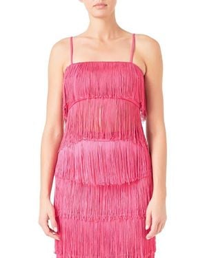 Endless Rose Tiered Fringe Crop Top - Pink