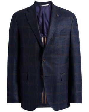 Jack Victor Mcallen Deco Plaid Soft Constructed Wool & Silk Blend Sport Coat - Blue
