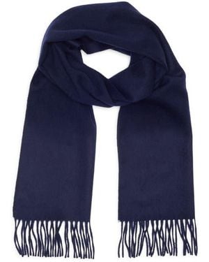 Brooks Brothers Wool & Cashmere Fringed Scarf - Blue