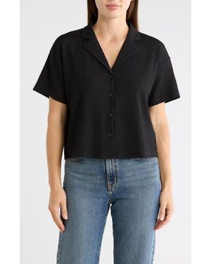 DR2 by Daniel Rainn Short Sleeve Knit Button-Up Shirt - Black
