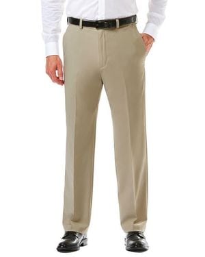 Haggar Cool 18 Pro Classic Fit Flat Front Pant - Natural
