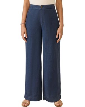 Faherty Sun Strider Wide Leg Linen Pants - Blue
