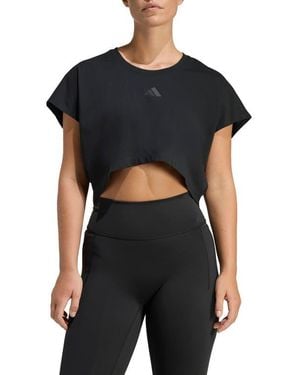 adidas Power Workout Cropped Boxy 3-Stripes Tank - Black