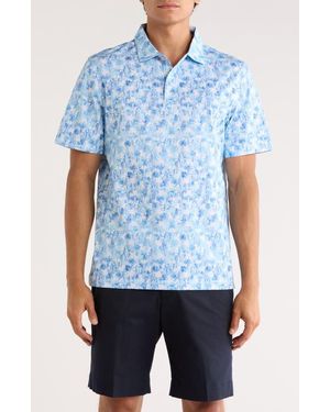 Bugatchi Victor Short Sleeve 8-Way Stretch Ooohcotton Knit Polo - Blue