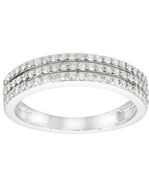 Frankie & Zoe 3-Row Diamond Band Ring - Metallic