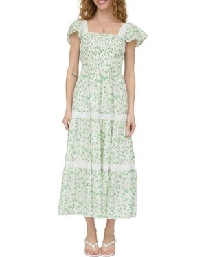 AUGUST SKY Tiered Midi Dress - Green