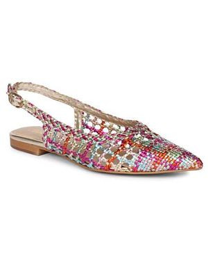 Saint G. Chayya Metallic Woven Slingback Flat - White