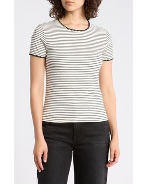 Tahari Short Sleeve Shell Stitched T-Shirt - Gray