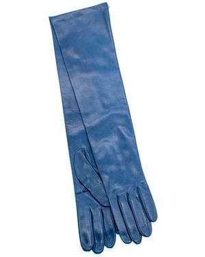 Portolano Silk Lined Leather Gloves - Blue