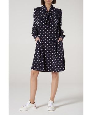 LK Bennett Evia Long Sleeve Silk Dress - Blue