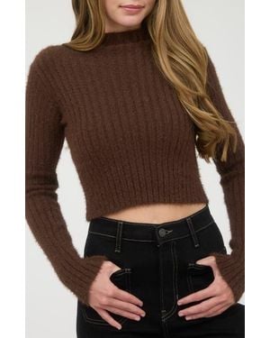 Blu Pepper Mock Neck Crop Sweater - Brown