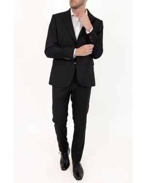 PINOPORTE Solid Stretch Wool Suit - Black