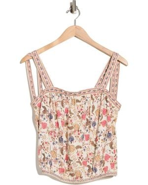 Max Studio Tie Shoulder Bubble Hem Top - Pink