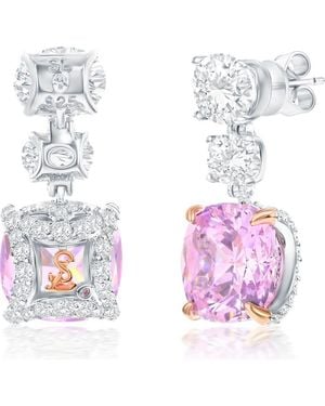 Suzy Levian Gala Firework Drop Earrings - Pink