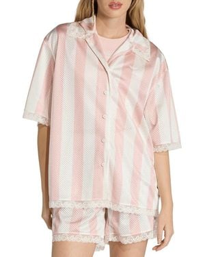 adidas Striped Lace Trim Mesh Shirt - Multicolor