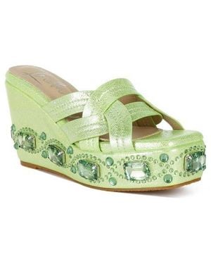 LONDON RAG Blistronic Platform Wedge Sandal - Green