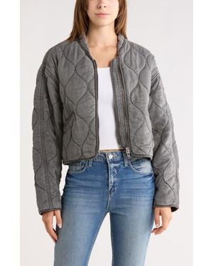 Blank NYC Quilted Bomber Jacket - Gray