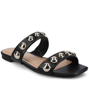 Journee Collection Frida Studded Slide Sandal - Black