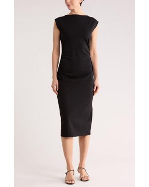 Nordstrom Rack Ruched High Neck Ponte Dress - Black