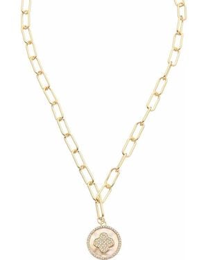 Juvell Cubic Zirconia & Mother-Of-Pearl Quatrefoil Pendant Necklace - Metallic