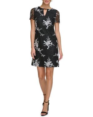 Kensie Embroidered Lace Cocktail Minidress - Black