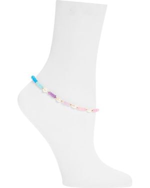 Panacea Stone & Cultured Pearl Anklet - White