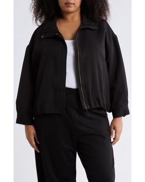 Max Studio Bubble Hem Bomber Jacket - Black
