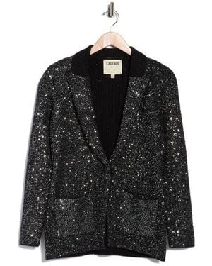L'Agence Leonora Sequin Knit Blazer - Black