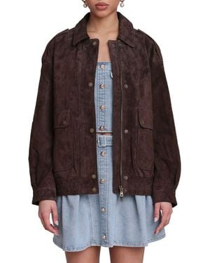 Avec Les Filles Suede Bomber Jacket - Brown