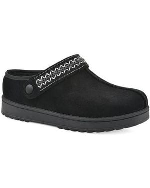 White Mountain Incast Faux Shearling Lined Clog Slipper - Black