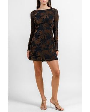 Beivy Long Sleeve Low Back Minidress - Black