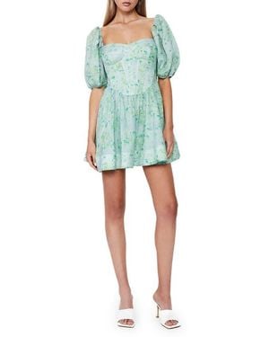 Bardot Kiah Puff Sleeve Corset Minidress - Blue