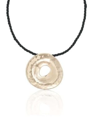 Ettika Hammered Donut Pendant Cord Necklace - Metallic