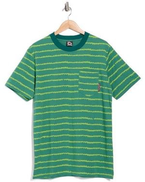 Gotcha Ekg Stripe Cotton Pocket T-Shirt - Green