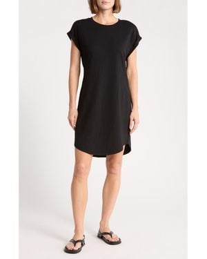 Bella Dahl Roll Sleeve Slub T-Shirt Dress - Black