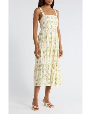Blu Pepper Veggie Print Midi Dress - White