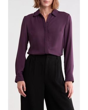 Tahari Relaxed Long Sleeve Shirt - Purple