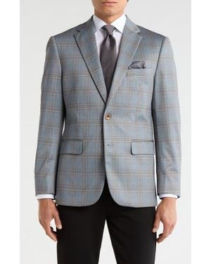 Duchamp Slim Fit Plaid 4-Way Stretch Sport Coat - Gray