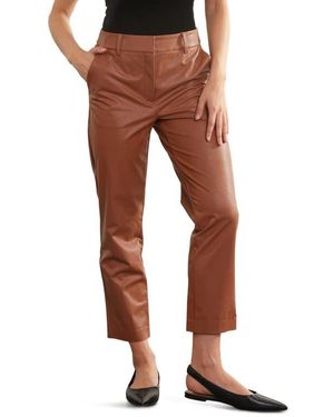 Commando Tapered Faux Leather Crop Pants - Brown