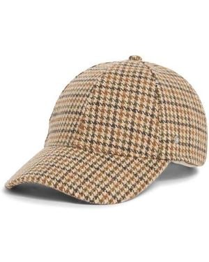 Steve Madden Glen Plaid Bungee Baseball Cap - Natural