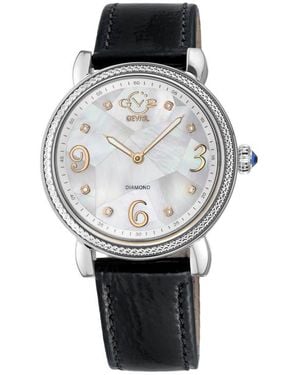 Gv2 Ravenna Swiss Quartz Diamond Accent Leather Strap Watch, 37Mm - Black