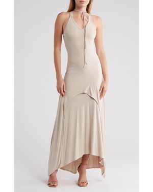 Go Couture Choker Neck Midi Sundress - Natural