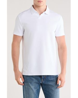 Calvin Klein Micro Waffle Johnny Collar Top - White