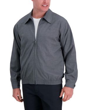 Haggar Sharkskin Full Zip Harris Jacket - Gray