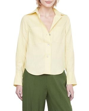 Vince Linen Blend Button-Up Shirt - Green