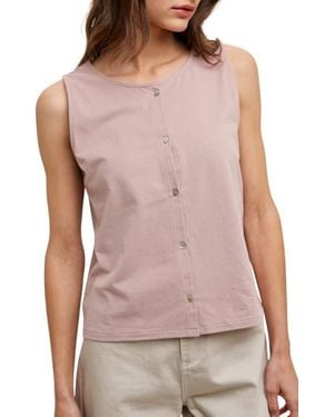 Wishlist Sleeveless Cotton Button-Up Top - Purple