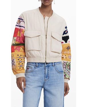 Desigual Mixed Media Jacket - Blue